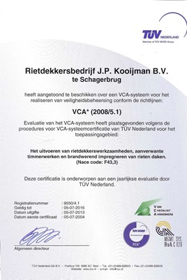 VCA certificaat Kooijman Rietdekkers